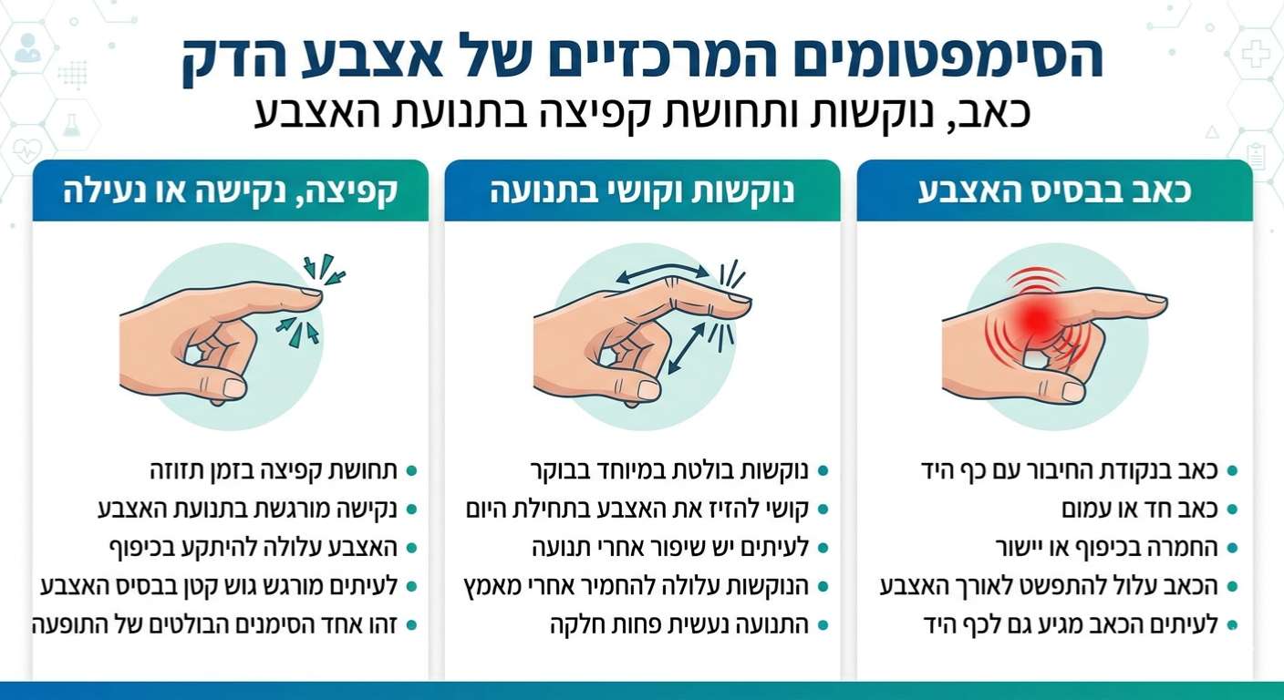 הסימפטומים המרכזיים של אצבע הדק